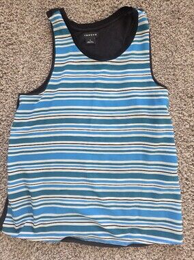 Striped Blue & White Sleeveless Tunic Top
